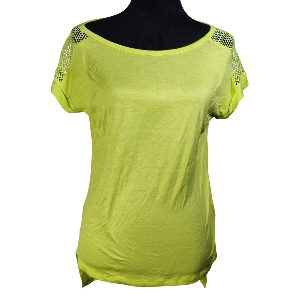 Melao Neon Yellow‎ Mesh Sleeve Tunic Top Women's Size S Casual Everyday